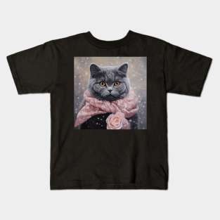 British Shorthair In Snow Kids T-Shirt